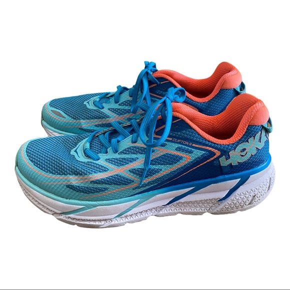 Hoka One One Shoes - Hoka oneone Clifton 3 blue orange running sneakers